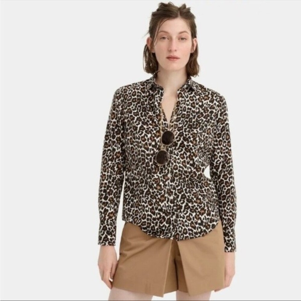 J. Crew Slim Perfect Shirt in Leopard Print 4 - Picture 9 of 11